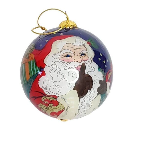 Santa Reverse Painted Glass Ball Ornament Toy Soldier Teddy Bear Nutcracker - Picture 1 of 6